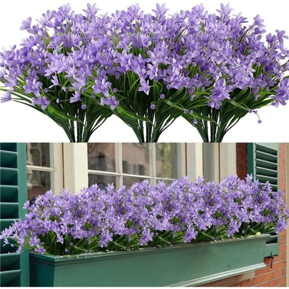 8 Bundles Artificial Daffodils Flowers, Fake Artificial Greenery (Purple) - Picture 1 of 14